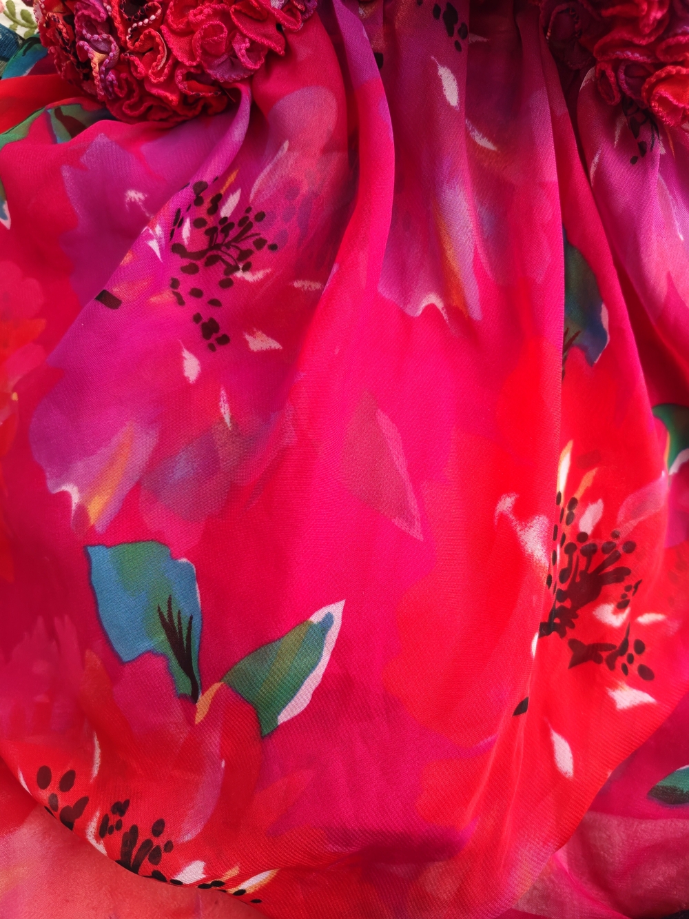 Vintage La SENZA Y2K Hot Pink  Floral Ruffled Sheer Mesh Babydoll Chemise Size M - Picture 5 of 14